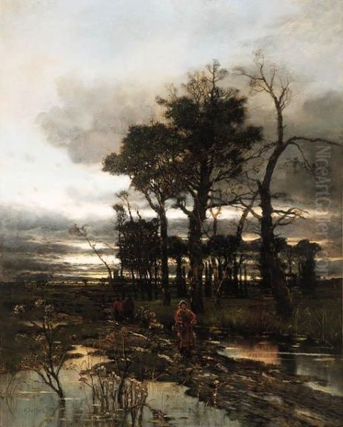 An Evening Landscape, Norfolk Oil Painting by Karl Heffner