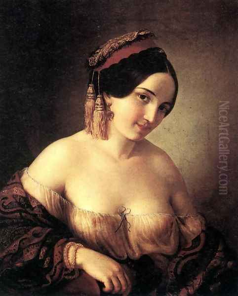 Portrait of a Woman Oil Painting by Jakab Marastoni