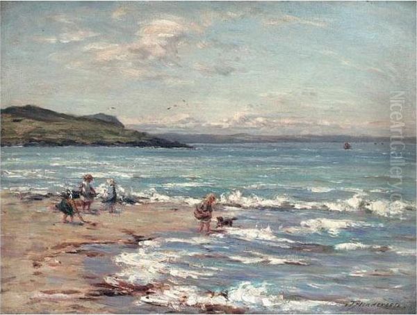 At Play On The Shore Oil Painting by Joseph Henderson