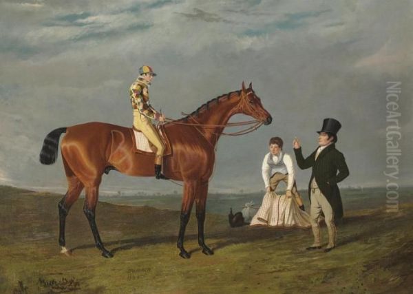 Memnon, A Bright Bay, William Scott Up, Wearing The Harlequincolors Of Lord Darlington Oil Painting by John Frederick Herring Snr