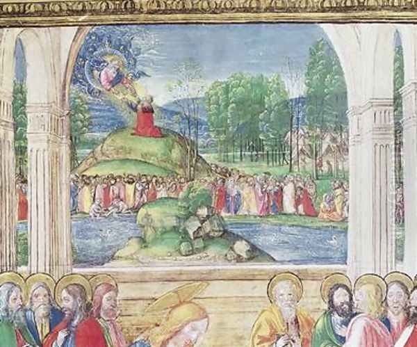 Moses receiving the Tablets of the Law from God Oil Painting by or di Giovanni Monte del Fora