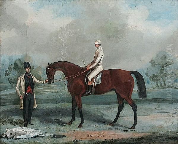 'surplice' Winner Of 1848 St Leger Oil Painting by John Frederick Herring Snr
