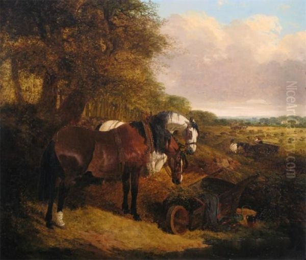 Harvest Time Oil Painting by John Frederick Herring Snr