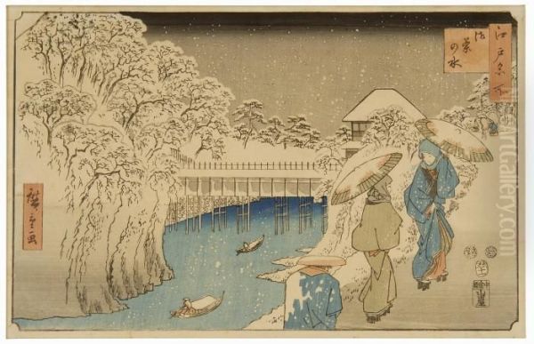 From Famous Places In Edo Oil Painting by Utagawa or Ando Hiroshige