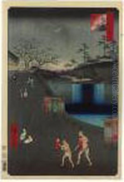 ````toranomongai Aoizaka' (aoi 
Slope, Outside Toranomon Gate) From The Series 'edo Meisho Hyakkei' (one
 Hundred Famous Views Of Edo) Oil Painting by Utagawa or Ando Hiroshige