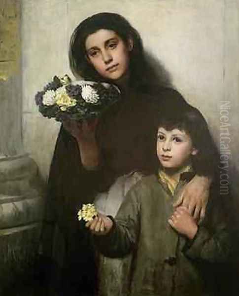 Buy a Bunch of Pretty Flowers 1883 Oil Painting by George Morton