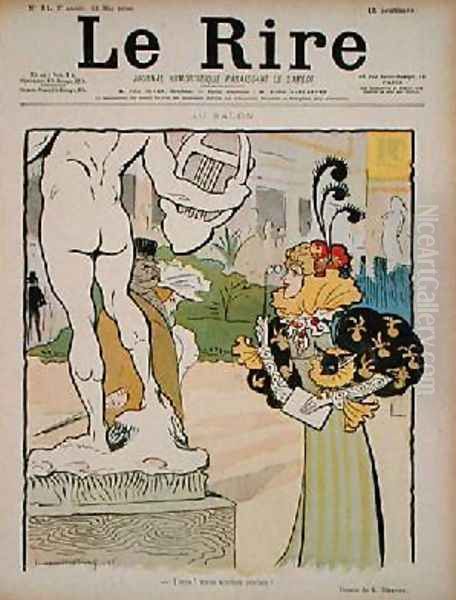 At the Sculpture Exhibition front cover of Le Rire 23rd May 1896 Oil Painting by Lucien Metivet