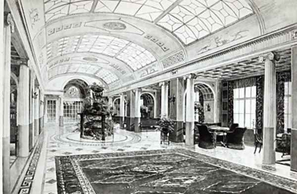 Design for a Winter Garden Reception Room on the Ocean Liner Admiral von Tirpitz 1911 Oil Painting by Charles & Bischoff, A. Mewes