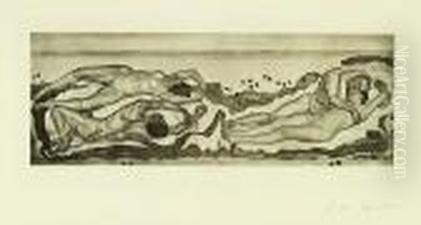 Die Liebe Oil Painting by Ferdinand Hodler