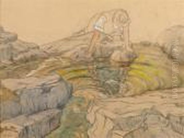 Narcissus At The Spring. by Ferdinand Hodler