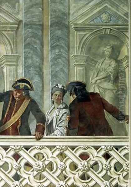 Group of three notaries Oil Painting by Michelangelo Morlaiter