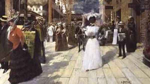 Street Scene New Orleans Oil Painting by Andre Mantelet-Martel