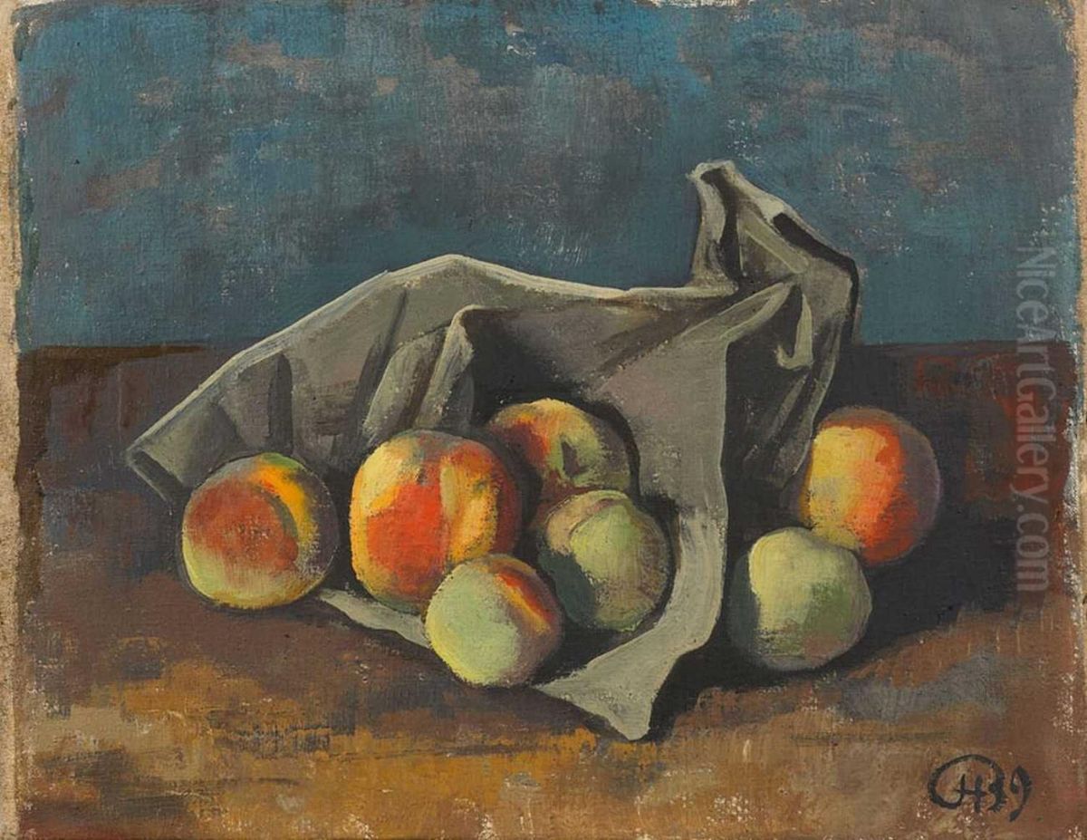 Pfirsichstilleben Oil Painting by Carl Hofer