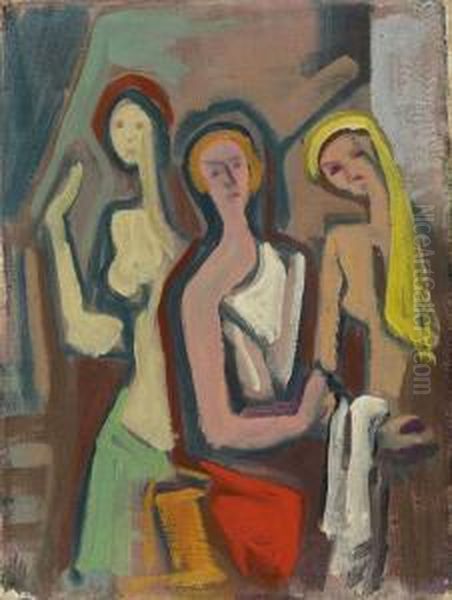 Drei Frauen Oil Painting by Carl Hofer