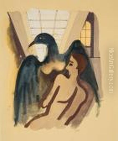 Jungling Mit Vogel Oil Painting by Carl Hofer