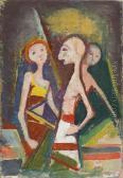 Drei Figuren Oil Painting by Carl Hofer
