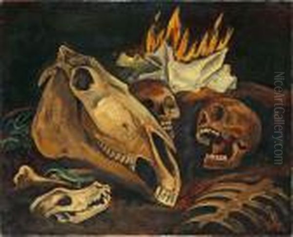 Schadelstatte Oil Painting by Carl Hofer