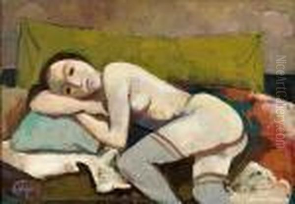 Ruhendes Madchen Oil Painting by Carl Hofer