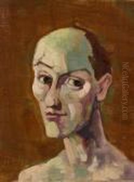 Mannerkopf Oil Painting by Carl Hofer
