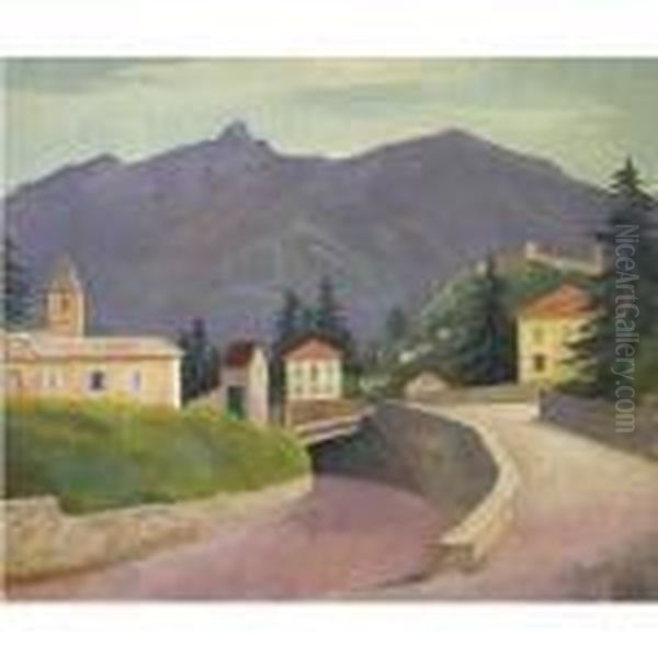Tessiner Landschaft Vor Bellinzona Oil Painting by Carl Hofer