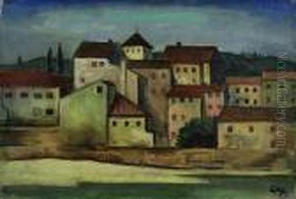 Italienisches Stadtchen Oil Painting by Carl Hofer