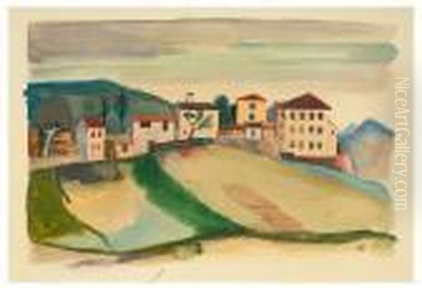 Hauser Im Tessin Oil Painting by Carl Hofer