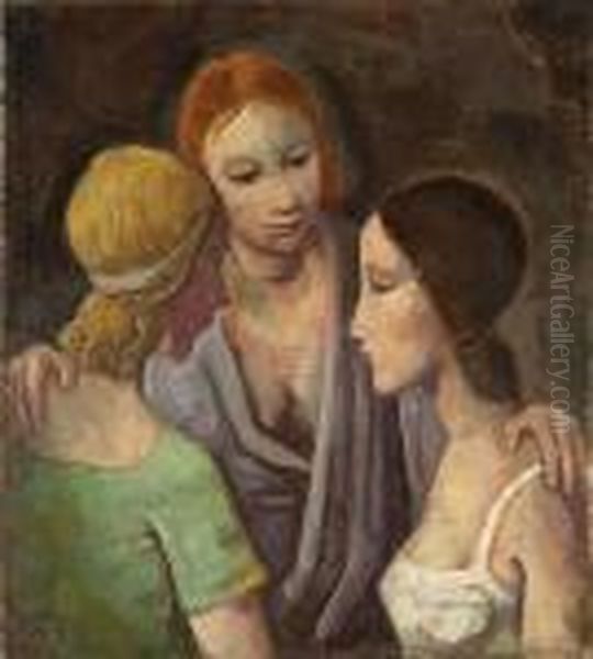 Drei Frauen Oil Painting by Carl Hofer