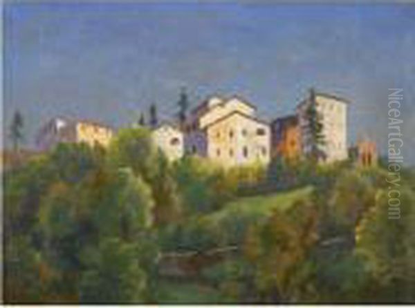 Hauser In Breganzona (houses In Breganzona) Oil Painting by Carl Hofer