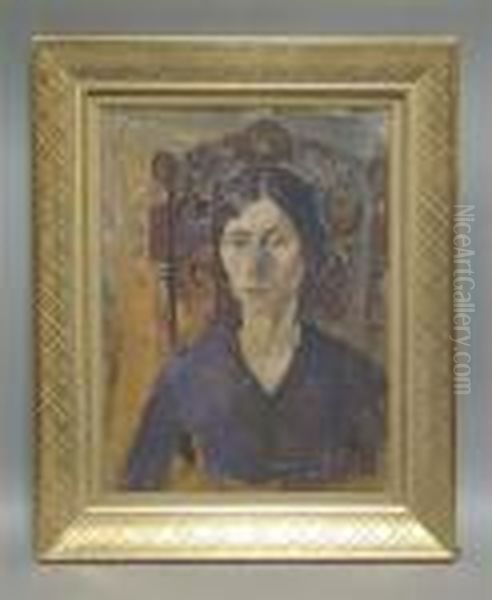 Portrait Of A Woman Oil Painting by Carl Hofer