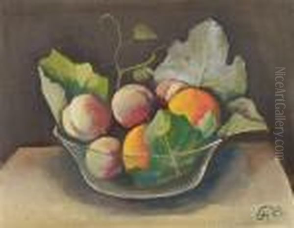 Stilleben Obstschale Oil Painting by Carl Hofer