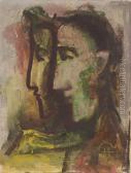 Zwei Gesichter Oil Painting by Carl Hofer