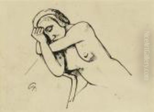 Woman Sleeping Oil Painting by Carl Hofer