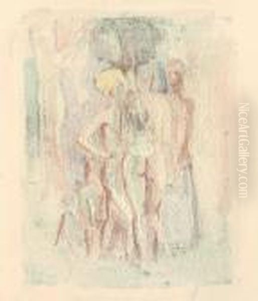 Figurengruppe Oil Painting by Carl Hofer