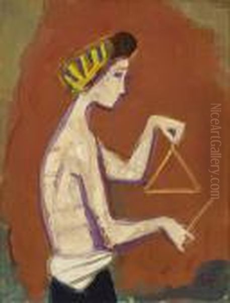 Madchen Mit Triangel Oil Painting by Carl Hofer