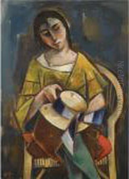 Putzmacherin (the Milliner) Oil Painting by Carl Hofer
