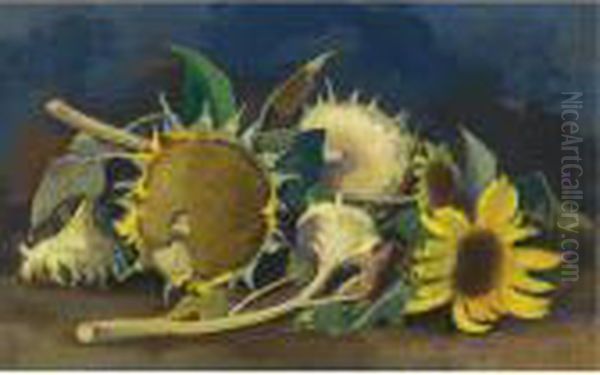 Sonnenblumen (sunflowers) Oil Painting by Carl Hofer