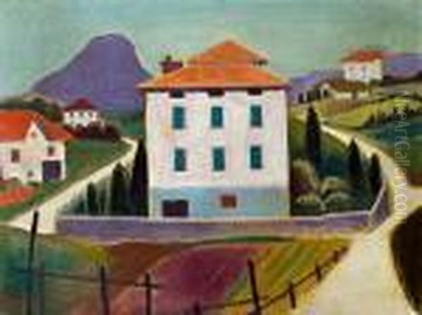 Hauser Im Tessin Oil Painting by Carl Hofer