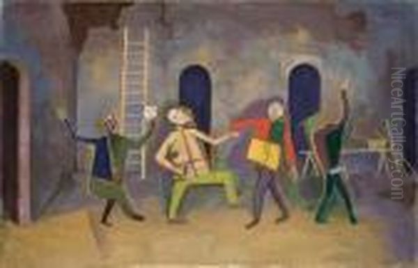 Im Neubau Oil Painting by Carl Hofer