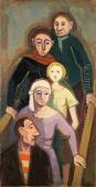 Auf Der Treppe I Oil Painting by Carl Hofer