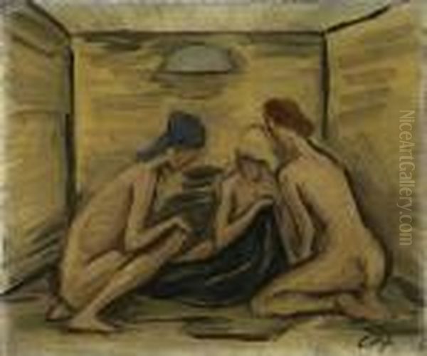 Im Baderaum Oil Painting by Carl Hofer