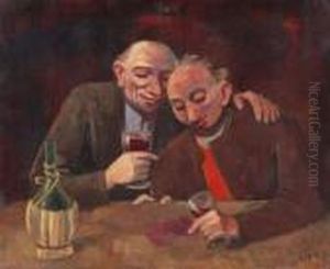 Zwei Manner, Chianti Trinkend