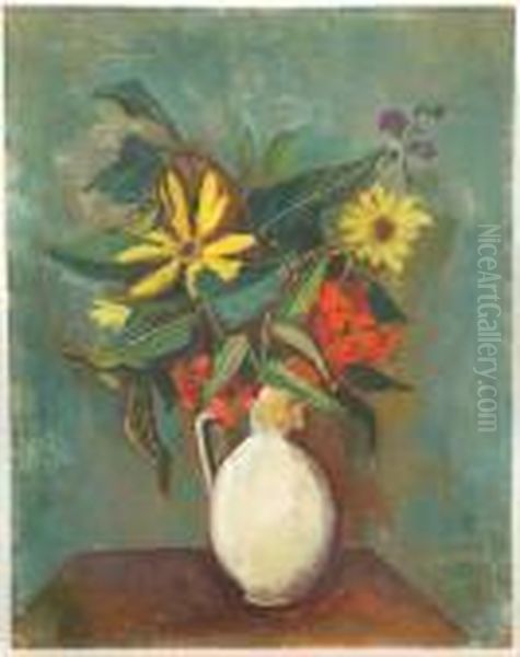 Still Life With Flowers Oil Painting by Carl Hofer