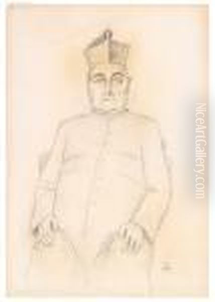 Sitzender Priester Oil Painting by Carl Hofer