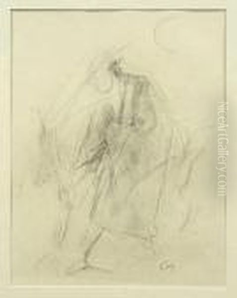 Stehende Weibliche Figurmit Mondsichel Oil Painting by Carl Hofer