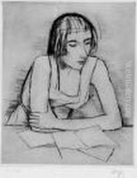 Beim Lesen Oil Painting by Carl Hofer