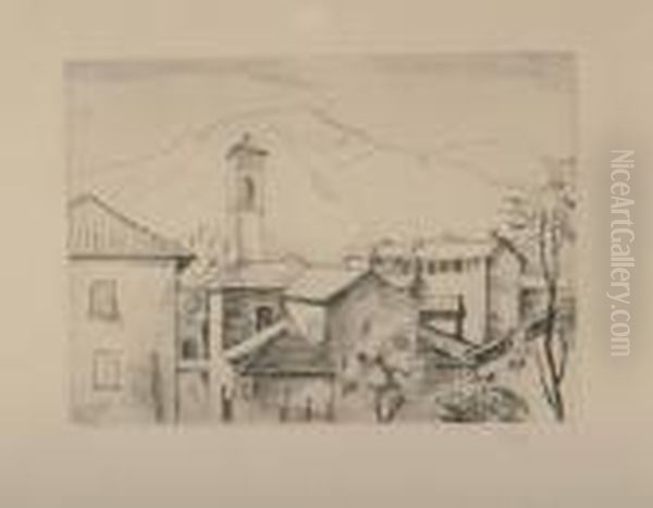 Muzzano Im Tessin. Oil Painting by Carl Hofer