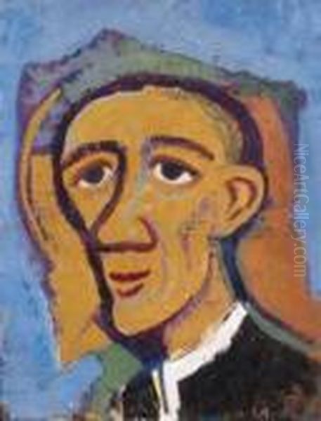 Mannlicher Kopf Nach Links (kopf Eines Priesters) Oil Painting by Carl Hofer