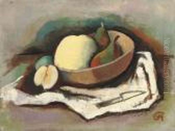 Stilleben Mit Grapefruit Oil Painting by Carl Hofer