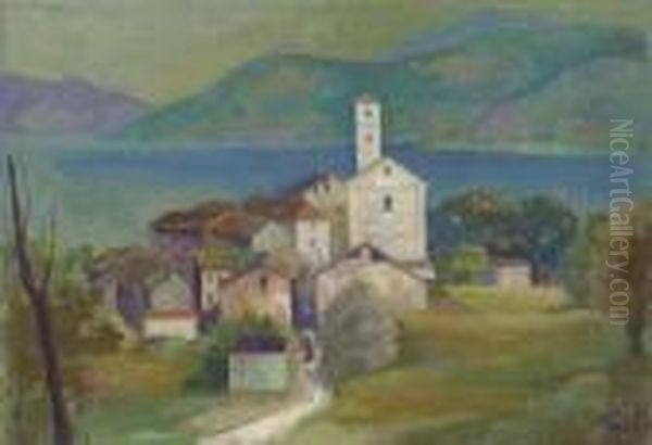 Italienische Landschaft - Agnuzzo Oil Painting by Carl Hofer