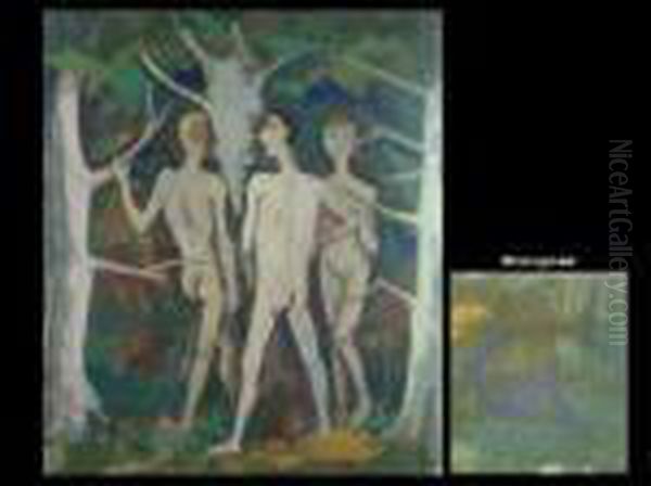 Akte Im Wald Oil Painting by Carl Hofer
